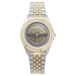 Reloj De Pulsera NeoAnkh 3D Golden Winged Ankh & Hieroglyphs Disk