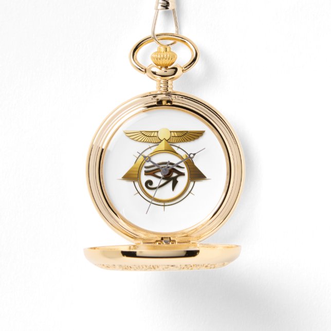 Reloj De Pulsera NeoAnkh Golden Eye of Horus & Winged Sun Disk (Anverso)