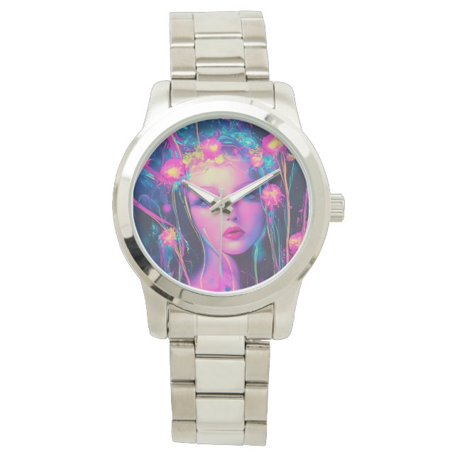 Reloj De Pulsera Neon Alien Goddess (Anverso)