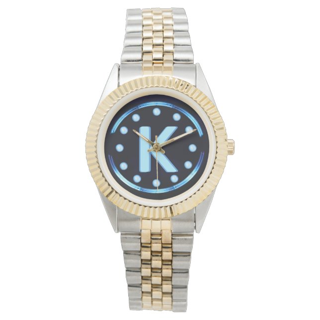 Reloj De Pulsera Neon Blue Monogrammed (Anverso)