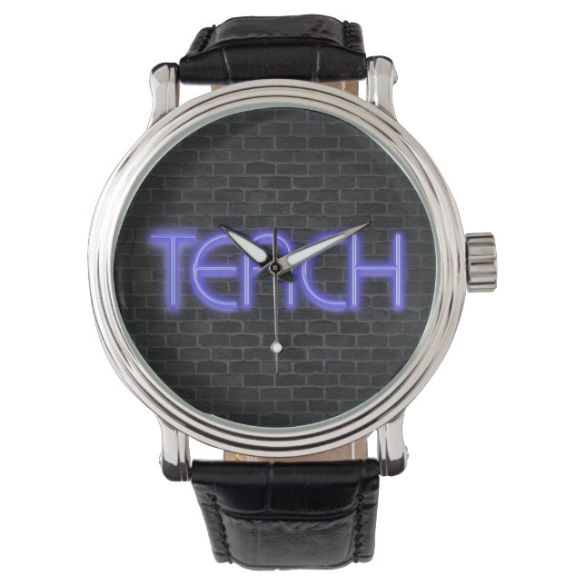 Reloj De Pulsera neón brillante TEACH texto en ladrillo (Anverso)