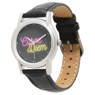 Reloj De Pulsera Neon Carpe Diem Word Art