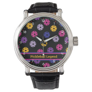 Reloj De Pulsera Neon en baloncesto negro, texto personalizado