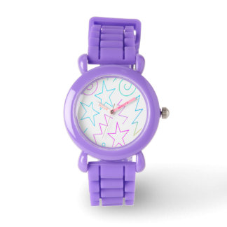 Reloj De Pulsera Neon Glow Stars & Swirls Pattern