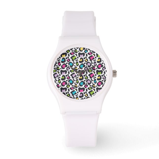 Reloj De Pulsera Neon Leopard Print Silicone Watch (Anverso)