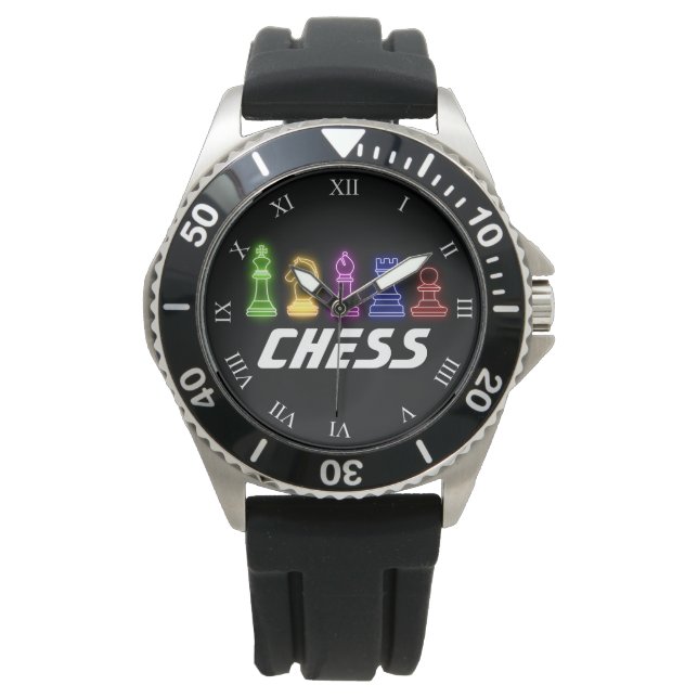 Reloj De Pulsera Neon Lights Chess Pieces Chess King (Anverso)