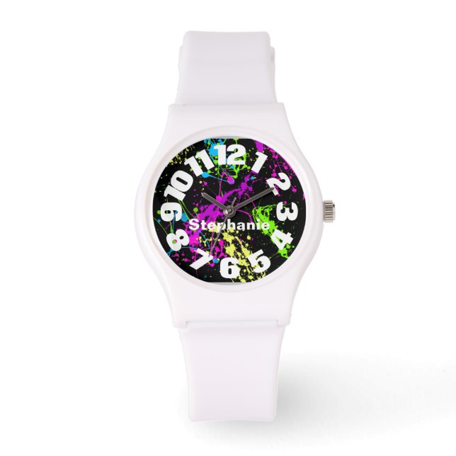 Reloj De Pulsera Neon Paint Splatter (Anverso)