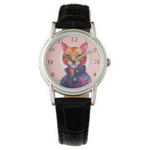 Reloj De Pulsera "Neon Paws: El jengibre, el gato ciberpunk de ojos