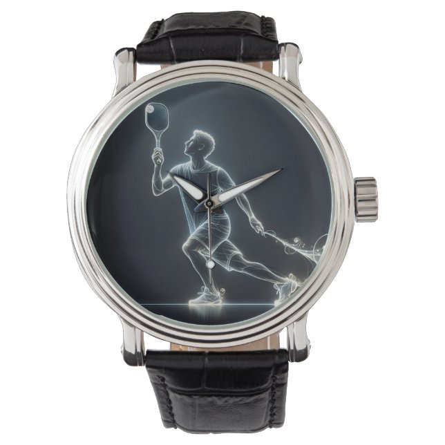 Reloj De Pulsera Neon Pickleball Player (Anverso)