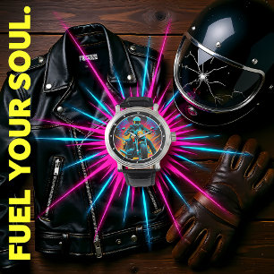 Reloj De Pulsera Neon Ride, Biker Watch Face