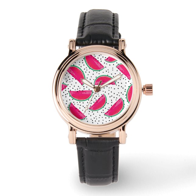 Reloj De Pulsera Neon Watermelon on Seeds Pattern (Anverso)