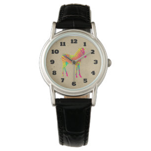 Reloj De Pulsera Neon Zebra Baby Animal Psychedelic Funky Retro