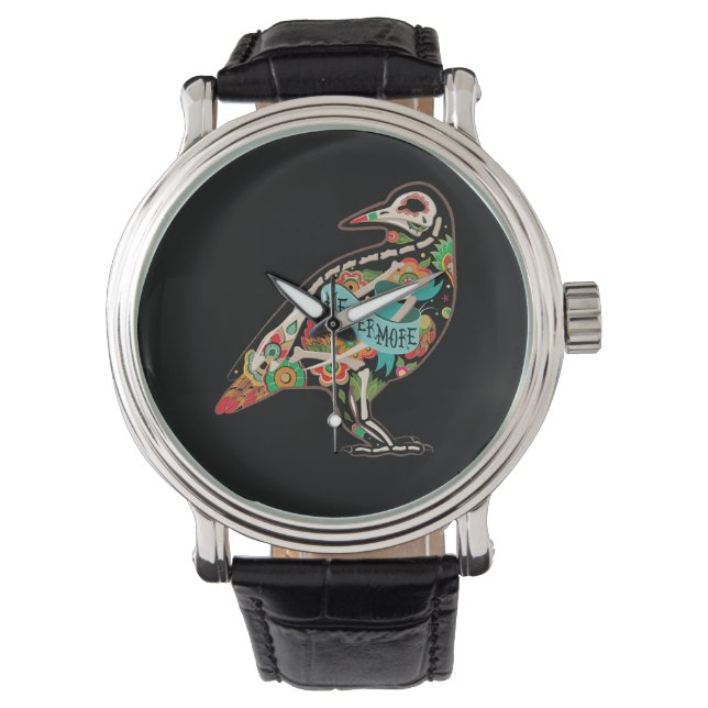 Reloj De Pulsera Nevermore Sugar Skull Raven (Anverso)