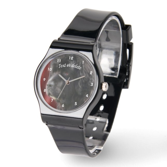 Reloj De Pulsera Newfoundland negro y blanco personalizado (Ángulo)