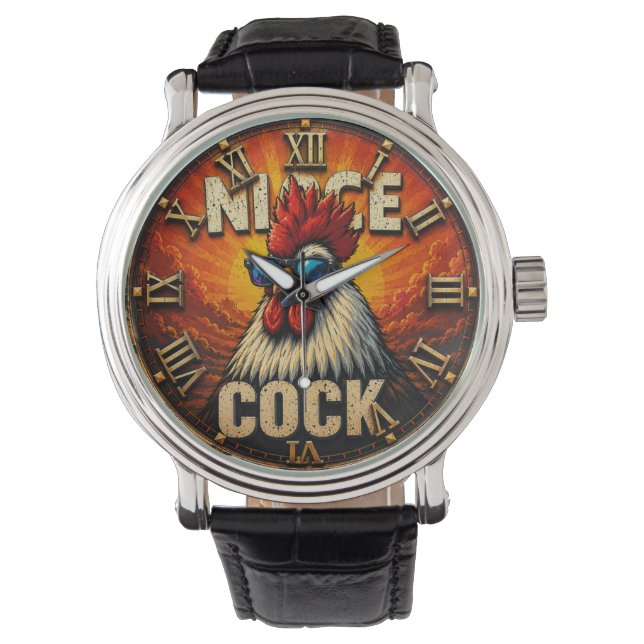 Reloj De Pulsera Nice Funny Rooster  Rustic Farmhouse Chicken  (Anverso)