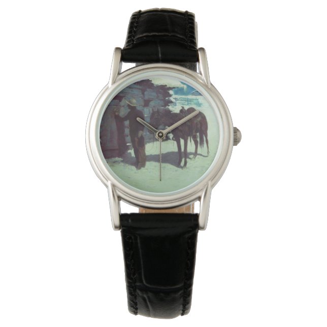 Reloj De Pulsera Nieve de invierno de caballos y bovinas (Anverso)