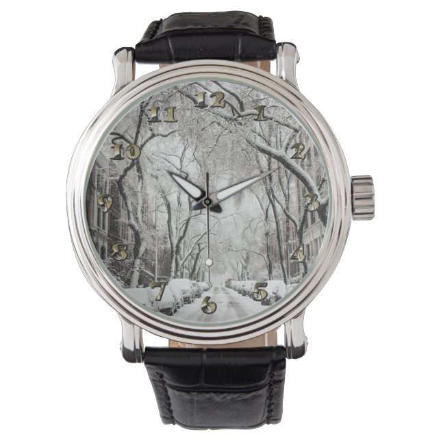Reloj De Pulsera Nieve de Navidades urbanos en Brooklyn NY (Anverso)