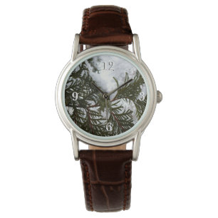 Reloj De Pulsera Nieve en ramas verdes