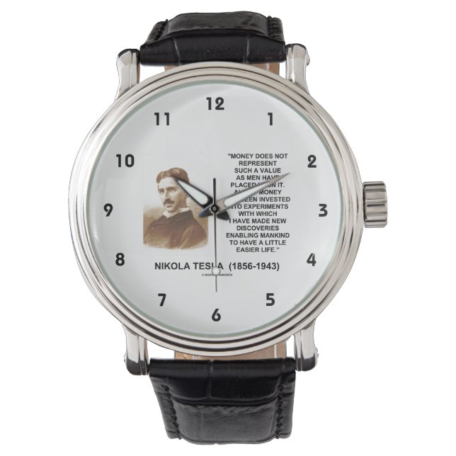 Reloj De Pulsera Nikola Tesla Dinero Descubrimiento Vida Más Fácil (Anverso)