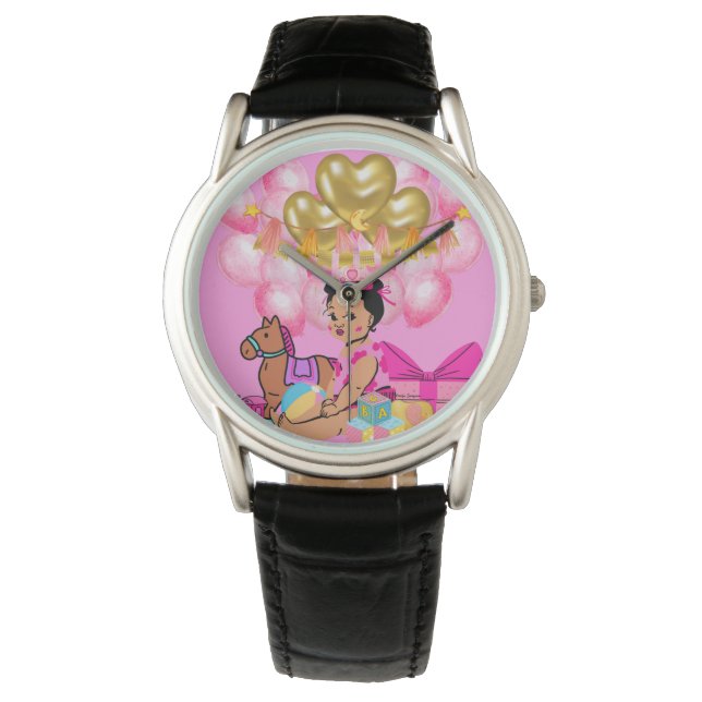 Reloj De Pulsera Niña bebé de rosa (Anverso)