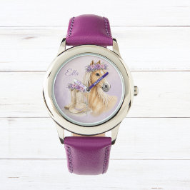 Reloj De Pulsera Niña Caballo Floral Púrpura