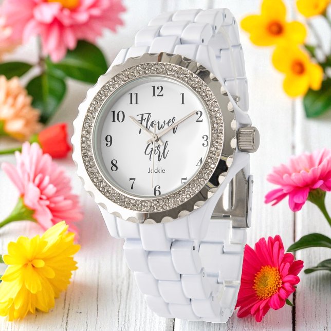 Reloj De Pulsera Niña de las flores bodas blanco y negro (Subido por el creador)