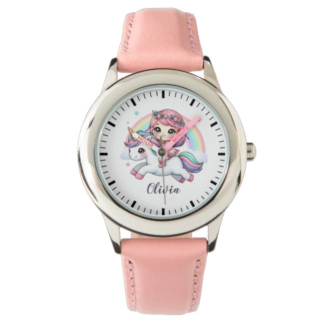 Reloj De Pulsera Niña linda con unicornio (Anverso)