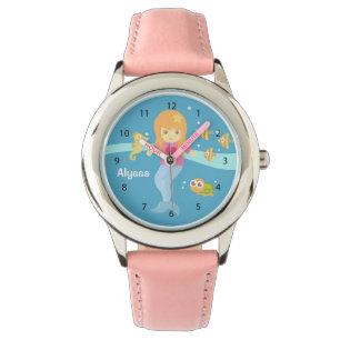 Reloj De Pulsera Niña Linda Sirena Bajo Animales del Mar