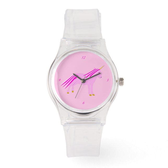 Reloj De Pulsera Niña Rosa bonito Unicorn (Anverso)