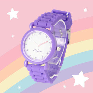 Reloj De Pulsera Niñas Bonito Moderno Morado Elegante Nombre Person