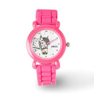 Reloj De Pulsera Niñas Lindas Caballo Rosa Animal Poni Kids