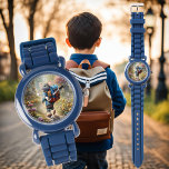 Reloj De Pulsera Niño de ratones cortos camino a la escuela<br><div class="desc">Este reloj muestra a un chico lindo de ratón camino al colegio - ¡el regalo perfecto para todos los chicos!</div>