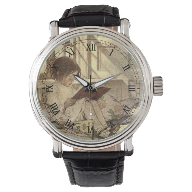 Reloj De Pulsera Niño ventilado leyendo un libro, Jessie Willcox Sm (Anverso)
