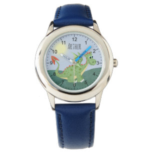 Reloj De Pulsera Niños adorables Personalizados del Dragón Verde 