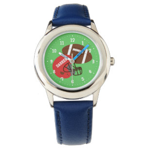 Reloj De Pulsera Niños Americanos Fútbol y Casco Rojo