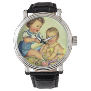 Reloj De Pulsera Niños Antiguos, Adorables Bebés Felices Sonríen co