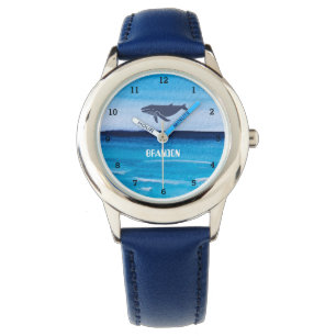 Reloj De Pulsera Niños Ballena Océano Pescado Cute Niños Azules Mod