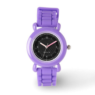 Reloj De Pulsera Niños Black & White Glob Chica Nombre Correa Púrpu