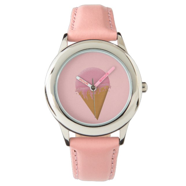 Reloj De Pulsera Niños Chicas Fresa Helado Crema Cone Watch Rosa (Anverso)