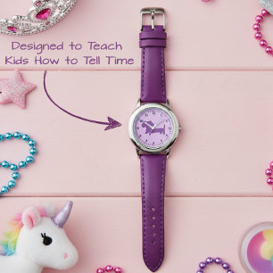 Reloj De Pulsera Niños Chicas Purple Dachshund tiempo de aprendizaj
