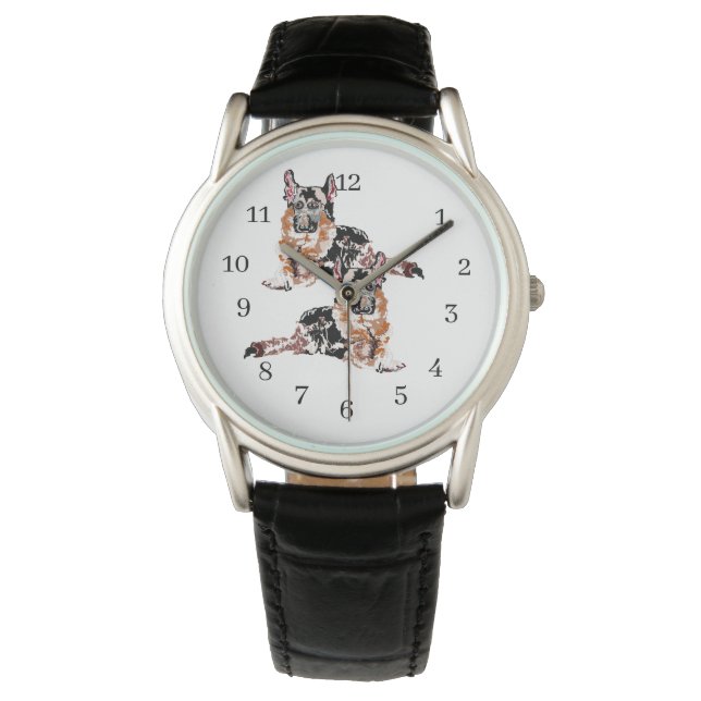 Reloj De Pulsera Niños clásicos de Black Leather Watch (Anverso)