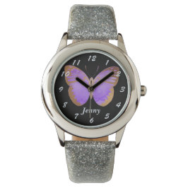 Reloj De Pulsera Niños con mariposa de oro morado personalizados