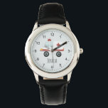 Reloj De Pulsera Niños con Médicas azules de  azul<br><div class="desc">Este lindo y moderno reloj de niños cuenta con un personalizado de ambulancia y un lugar donde agregar el nombre de su hijo. Perfecto para cualquier niño que sueña con ser médica o paramédico! Con números claros y un fondo azul, este reloj es genial para un pequeño que aprende a...</div>