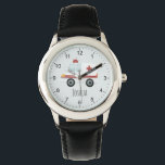 Reloj De Pulsera Niños con Médicas azules de  azul<br><div class="desc">Este lindo y moderno reloj de niños cuenta con un personalizado de ambulancia y un lugar donde agregar el nombre de su hijo. Perfecto para cualquier niño que sueña con ser médica o paramédico! Con números claros y un fondo azul, este reloj es genial para un pequeño que aprende a...</div>