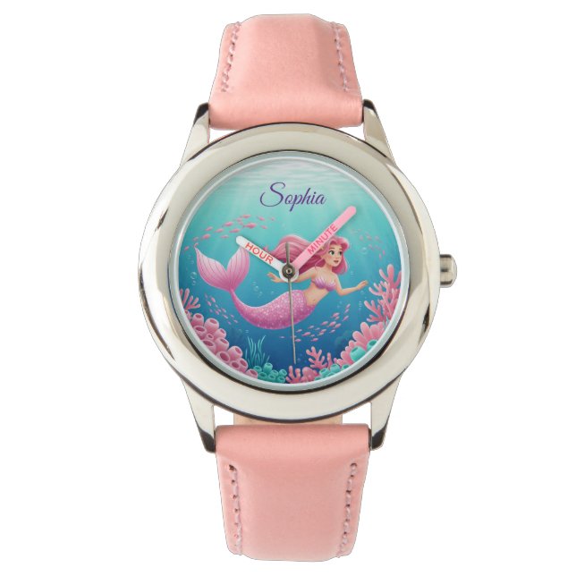 Reloj De Pulsera Niños con sirenas subacuáticas vigilan (Anverso)