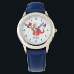 Reloj De Pulsera Niños Cutan Personalizado del Dragón Gales Rojos y<br><div class="desc">Este lindo reloj azul y moderno para niños presenta un adorable personalizado de dragones galeses y tiene espacio para que le agregues el nombre de tu hijo. Con números claros y fácilmente legibles, este 'primer' reloj es genial para niños o niños recién empezando a aprender el tiempo. ¡El diseño de...</div>