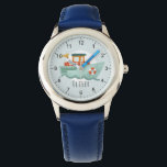 Reloj De Pulsera Niños Cute Blue Nautical Ocean Boat Kids<br><div class="desc">Este bonito diseño de observación náutica para niños cuenta con un moderno ilustracion en barco,  y puede ser personalizado con el nombre de su hijo. El regalo perfecto,  moderno y caprichoso,  para todo niño,  niño o amante del océano.</div>
