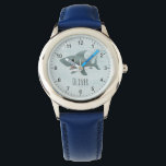 Reloj De Pulsera Niños Cute Blue Ocean Shark Kids<br><div class="desc">Este lindo y moderno diseño de relojes para niños presenta un personalizado de tiburones azules,  con burbujas y olas. El reloj puede ser personalizado con el nombre de tu hijo. El regalo perfecto para los niños con temática oceánica,  perfecto para los más pequeños.</div>