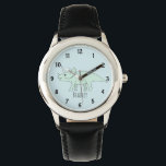 Reloj De Pulsera Niños Cute Blue Triceratops Dinosaur & Name Kids<br><div class="desc">Este bonito diseño azul es parte de una colección que incluye lindos dinosaurios para ropa y accesorios para niños. El reloj cuenta con un personalizado de dinosaurios triceratops y puede ser personalizado con el nombre de tu hijo. Perfecto para el primer reloj de tu hijo. Visita nuestra tienda para ver...</div>