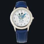Reloj De Pulsera Niños Cute Espacio Azul Alien Niños Personalizados<br><div class="desc">Este lindo y moderno reloj de niños presenta un personalizado alienígena en el espacio azul y puede ser personalizado con el nombre de sus hijos. Con números claros y fácilmente legibles, este 'primer' reloj es genial para niños o niños recién empezando a aprender el tiempo. El espacio ideal para los...</div>